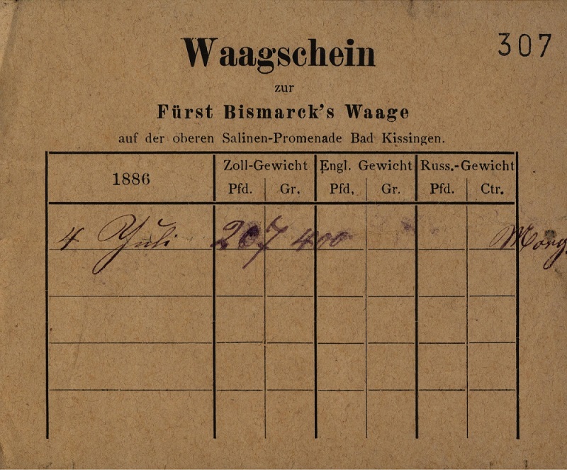 Kissingen Waagschein 1886